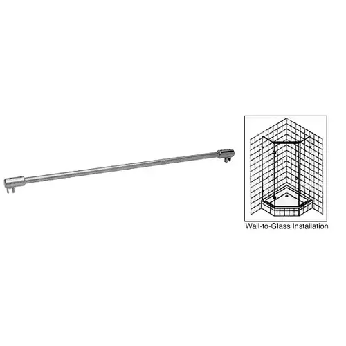 Chrome 51" Sleeve-Over Glass-To-Glass Support Bar for 3/8" to 1/2" Thick Glass Chrome 51" Sleeve-Over Glass-To-Glass Support Bar for 3/8" to 1/2" Thick Glass