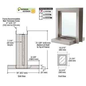 CRL SW101N Night Service Window Brushed Stainless Steel