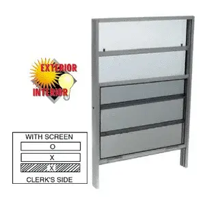 CRL V2436 Satin Anodized 24" x 36" Vertical Sliding Service Windows with 1/4" Vinyl Glazing and Screen