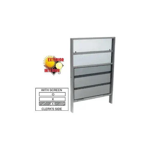 Satin Anodized 24" x 36" Vertical Sliding Service Windows with 1/4" Vinyl Glazing and Screen