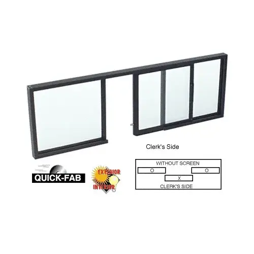 Duranodic Bronze Finish Horizontal Sliding Service Window OXO Format with 1/8" & 1/4" Vinyl Only No Screen Satin Anodized Duranodic Bronze Finish Horizontal Sliding Service Window OXO Format with 1/8" & 1/4" Vinyl Only No Screen Satin Anodized