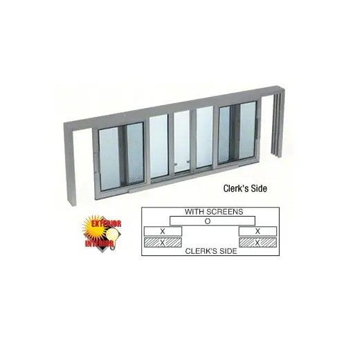 Satin Anodized Horizontal Sliding Service Window XOX Format with 1/4" Glass with Screen