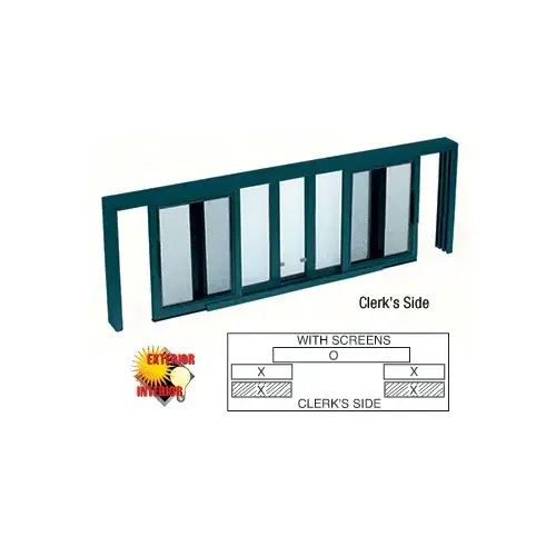 Custom Powder Painted Horizontal Sliding Service Window XOX Format with 1/8" Glass with Screen
