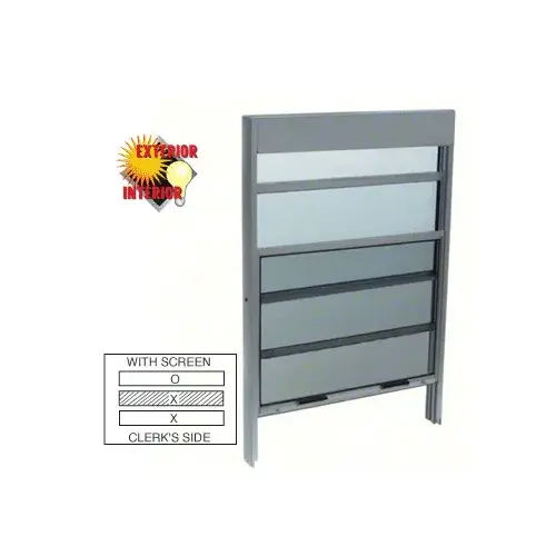 Satin Anodized Vertical Sliding Service Windows With Sash Balance, 1/4" Vinyl Glazing with Screen Satin Anodized Vertical Sliding Service Windows With Sash Balance, 1/4" Vinyl Glazing with Screen