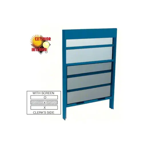 Custom Powder Painted Vertical Sliding Service Windows with Sash Balances and 1/4" Glass with Screen Custom Powder Painted Vertical Sliding Service Windows with Sash Balances and 1/4" Glass with Screen