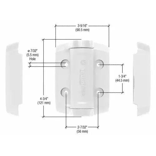 White Heavy Duty Self Closing Adjustable Hinge