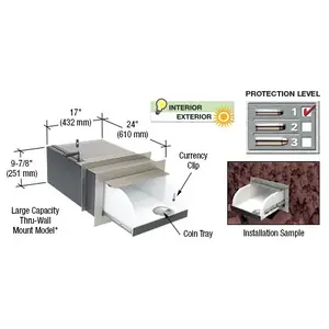 CRL TD1724TW Large Capacity Thru-Wall Transaction Drawer Brushed Stainless Steel
