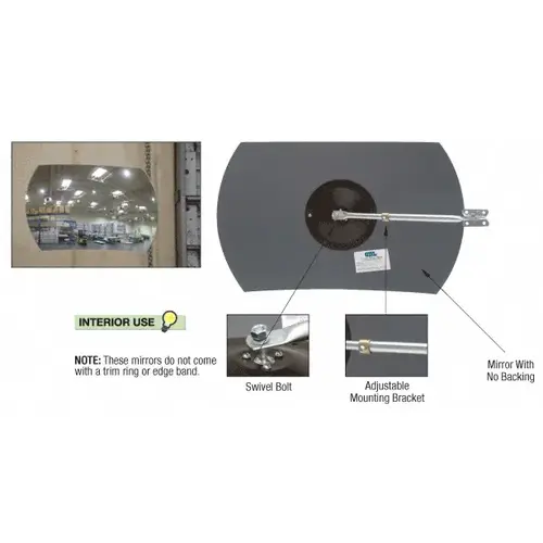 20" x 30" Diameter Indoor Clear Acrylic Rectangular Convex Mirror