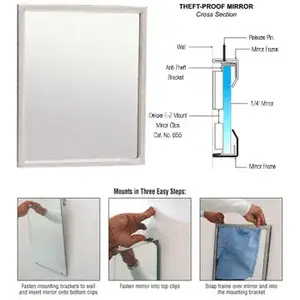 CRL TPM1624 16" x 24" Stainless Steel Theft-Proof Mirror Frame