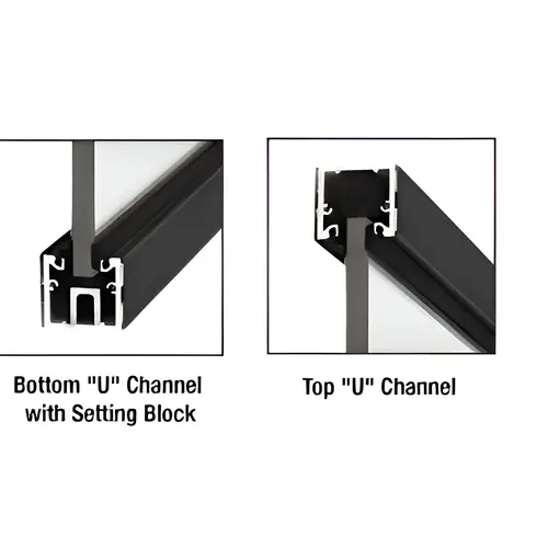 Black Powder Coat 120" Length U-Channel with Roll-In Top Load Gasket