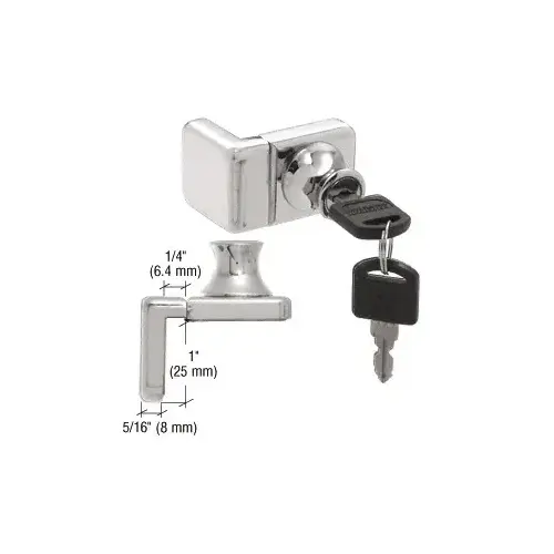 Chrome UV Glass Door Lock for Inset Doors - Keyed Alike