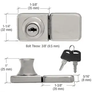 CRL UV417BNKA Brushed Nickel UV Bond Classic Series Glass Door Lock and Keeper for Double Doors - Keyed Alike