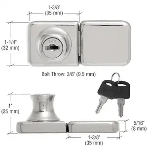 CRL UV417CHKA Chrome UV Bond Classic Series Glass Door Lock and Keeper for Double Doors - Keyed Alike