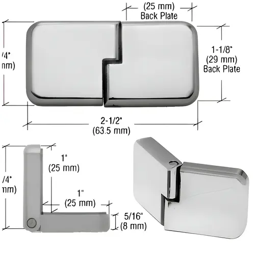 Brushed Nickel UV Bond Classic Series Glass Door Hinge Brushed Nickel UV Bond Classic Series Glass Door Hinge