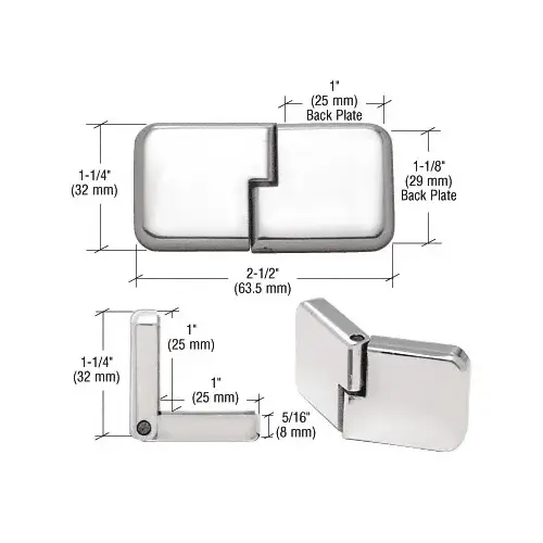 Chrome UV Bond Classic Series Glass Door Hinge