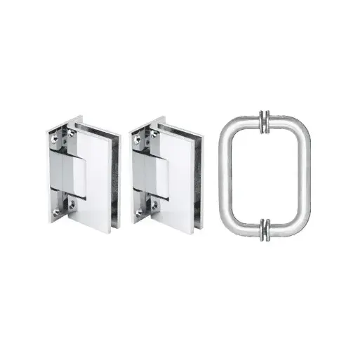 Polished Chrome Vienna Shower Pull and Hinge Set