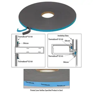 Norton V210814 1/4" x 1/4" V2100 Thermalbond Structural Glazing Spacer Tape Black - 50 Foot Roll