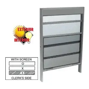 CRL V3636 Satin Anodized 36" x 36" Vertical Sliding Service Windows with 1/4" Vinyl Glazing and Screen