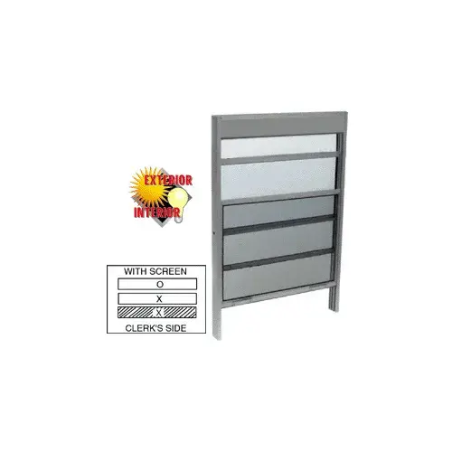 Satin Anodized 36" x 36" Vertical Sliding Service Windows with 1/4" Vinyl Glazing and Screen Satin Anodized 36" x 36" Vertical Sliding Service Windows with 1/4" Vinyl Glazing and Screen