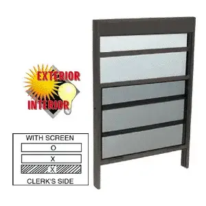 CRL V3636DU Dark Bronze Finish 36" x 36" Vertical Sliding Service Windows with 1/4" Vinyl Glazing and Screen