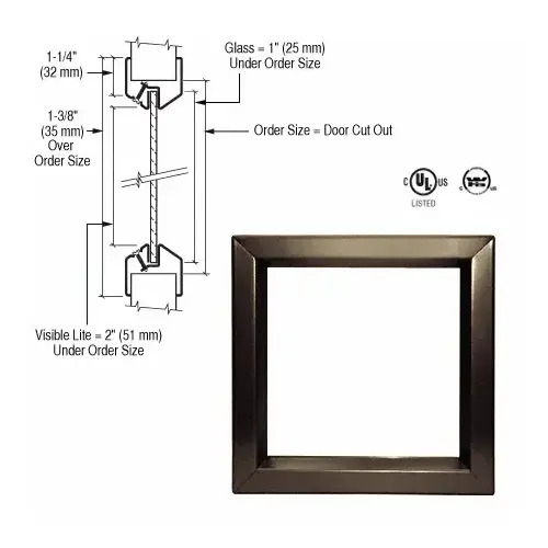 12" x 12" Door Vision Lite Bronze