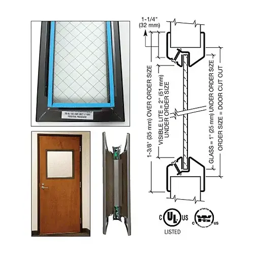 6" x 27" Door Vision Lite with Wire Glass Bronze