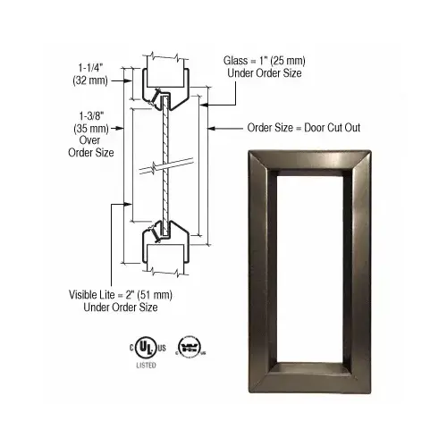 5" x 35" Door Vision Lite Bronze