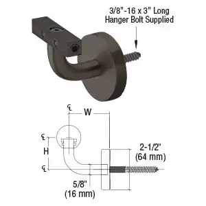 CRL Blumcraft WBNCSDU Imperial Series Dark Bronze Anodized Aluminum Wall Mounted Hand Rail Bracket