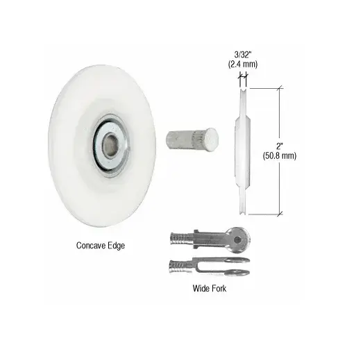 Wide Fork Nylon Concave Edge Replacement Wheel - 2" x 3/32"