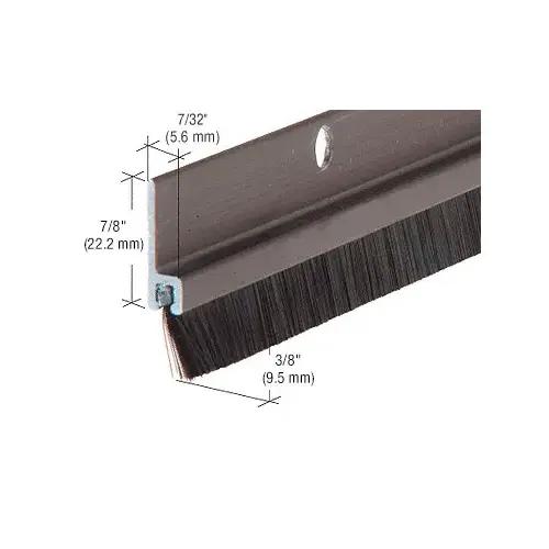 72" Extruded Dark Bronze Anodized and Nylon Brush Door 11/32" Bristle Weatherstrip 72" Extruded Dark Bronze Anodized and Nylon Brush Door 11/32" Bristle Weatherstrip