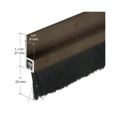 96" Extruded Dark Bronze Anodized Brush Door Sweep with 1" Nylon Bristle 96" Extruded Dark Bronze Anodized Brush Door Sweep with 1" Nylon Bristle