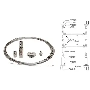 CRL Y0001CR Floor to Ceiling Cable Kit for 1/4" to 3/8" Glass Polished Nickel