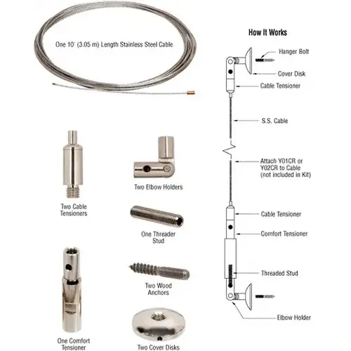 Wall Mounted Vertical Cable System Kit Polished Nickel Wall Mounted Vertical Cable System Kit Polished Nickel