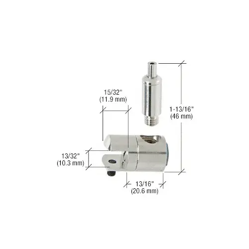 Single Sided Connector with Tensioner for 3/8" Glass Polished Nickel