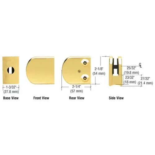 Polished Brass Z-Series Large Round Clamp for 3/8" Glass Polished Brass Z-Series Large Round Clamp for 3/8" Glass