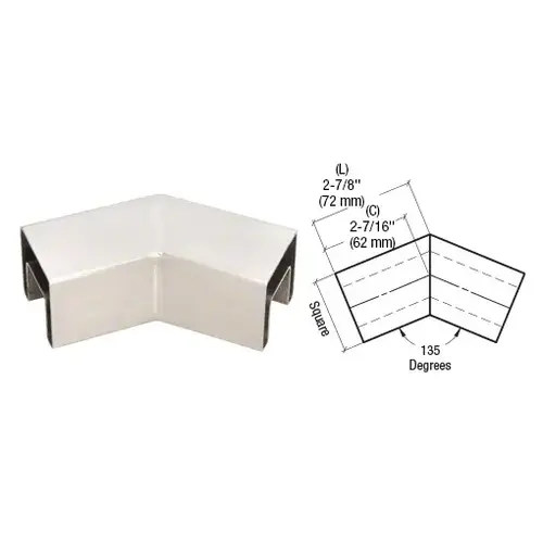 316 Brushed Stainless Steel 135 Degree Horizontal Roll Formed Cap Rail Corner 316 Brushed Stainless Steel 135 Degree Horizontal Roll Formed Cap Rail Corner