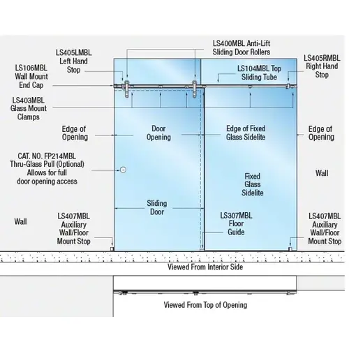 Matte Black Laguna Series Glass Mount Single Slider Kit Matte Black Laguna Series Glass Mount Single Slider Kit
