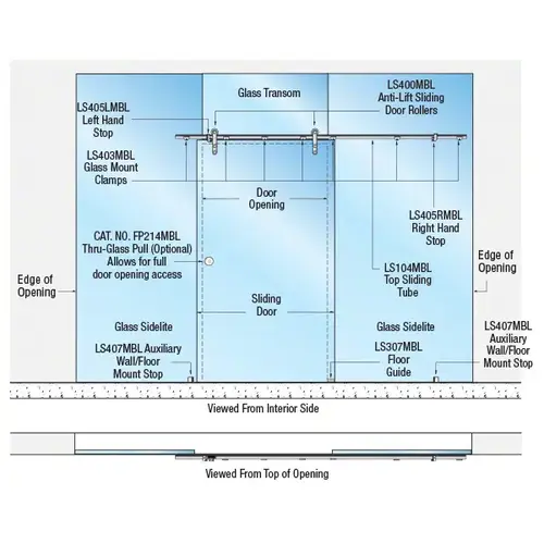Matte Black Laguna Series Single Sliding Door Glass Mount Installation Assembly Matte Black Laguna Series Single Sliding Door Glass Mount Installation Assembly