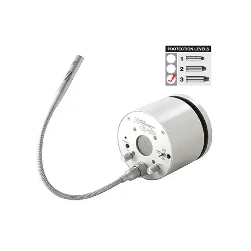 Two Way Classic Electronic Communicator 1/2" Glass Thickness 18" Gooseneck Size AC Power And Bullet Proof Type Satin Anodized