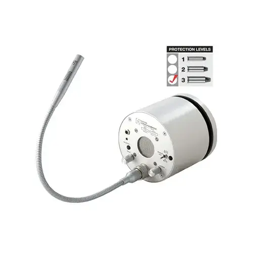 Two Way Classic Electronic Communicator 1/2" Glass Thickness 18" Gooseneck Size DC Power And Bullet Proof Type Satin Anodized