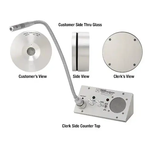 Counter Top Thru Glass Two Way Electronic Communicator Standard Type Satin Anodized