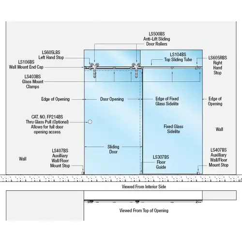 316 Brushed Stainless Double Roller Laguna Series Glass Mount Single Slider Kit 316 Brushed Stainless Double Roller Laguna Series Glass Mount Single Slider Kit
