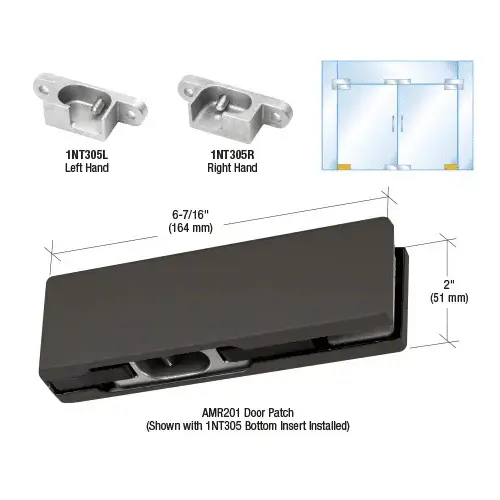 Black Bronze Anodized RH North American Bottom Door Patch Fitting Black Bronze Anodized RH North American Bottom Door Patch Fitting