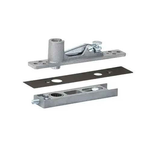 Center-Hung Top Pivot Set, Aluminum Material, Non-Handed Design, Center Hung Pivot Type, 19/32" Pin Diameter, Dark Bronze Finish Center-Hung Top Pivot Set, Aluminum Material, Non-Handed Design, Center Hung Pivot Type, 19/32" Pin Diameter, Dark Bronze Finish