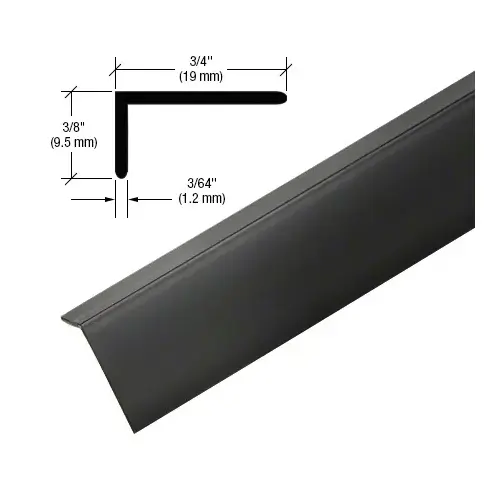 Matte Black PVC 3/4" x 3/8" L Angle with Pre-Applied Tape - 95" Length Matte Black PVC 3/4" x 3/8" L Angle with Pre-Applied Tape - 95" Length