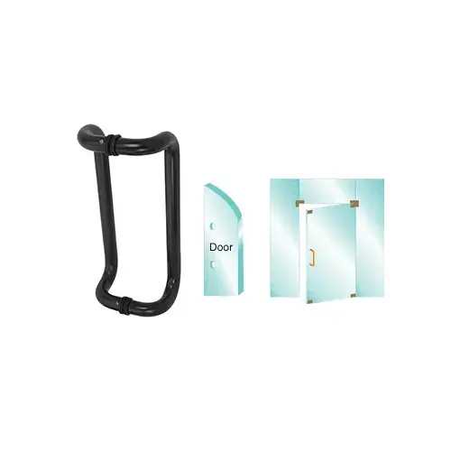 Matte Black 10" Glass Mounted Offset Pull Handle Matte Black 10" Glass Mounted Offset Pull Handle