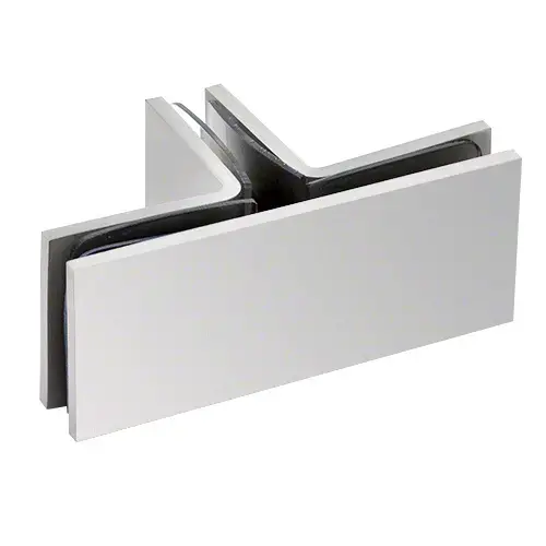 Satin Chrome Square 90 Degree Glass-to-Glass T-Juntion Clamp Satin Chrome Square 90 Degree Glass-to-Glass T-Juntion Clamp