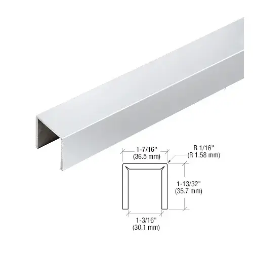 316 Polished Stainless Crisp Corner U-Channel Cap for 21.52 mm Glass- 3 m Long 316 Polished Stainless Crisp Corner U-Channel Cap for 21.52 mm Glass- 3 m Long