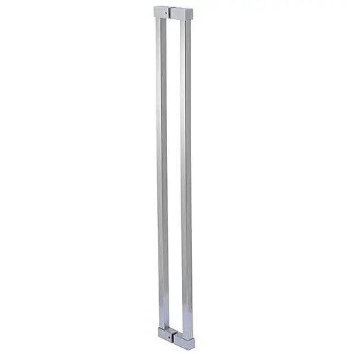Brushed Stainless Cut To Size Glass Mounted Square Ladder Style Pull Handle with Square Mounting Posts Brushed Stainless Cut To Size Glass Mounted Square Ladder Style Pull Handle with Square Mounting Posts