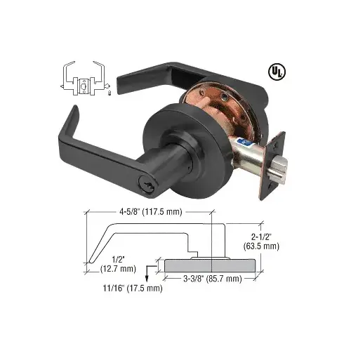 Matte Black Heavy-Duty Grade 1 Lever Locksets Entrance 6-Pin Matte Black Heavy-Duty Grade 1 Lever Locksets Entrance 6-Pin